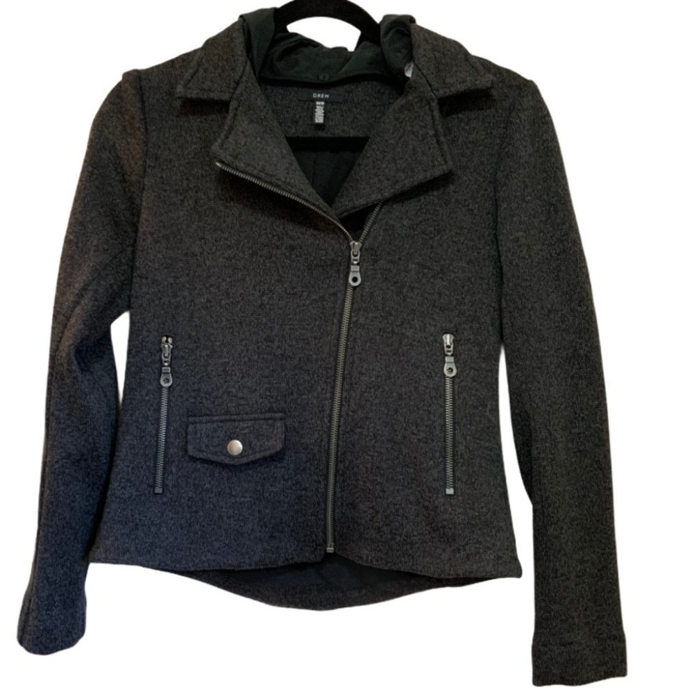 DREW Charcoal Gray Moto Jacket w/Removable Hood size XS